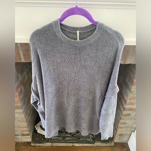 Hello Nite Womens L/XL Grey Nylon Fuzzy Soft Loungewear Long Sleeve Shirt Cozy​